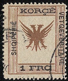ALBANIA 1917 Sc 61  1fr Coat of Arms Used VF - Eagle / Bird