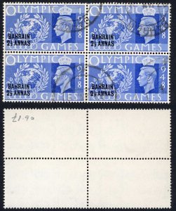 Bahrain SG63 1948 2 1/2d Olympic Block of 4