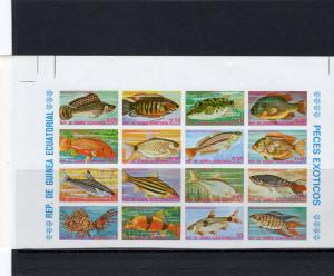 Equatorial Guinea 1975 Mi#688/703 FISHES Sheetlet (16) IMPERFORATED MNH