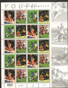 US #3399-3402 Mint Sheet Youth Sport Teams 