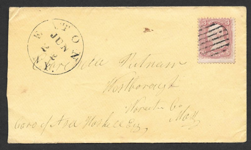 Doyle's_Stamps: Eaton, NY, to Westborough, MA, Postal History Cover w/CDS ++