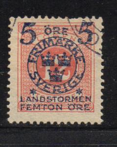Sweden Sc B16 1916 5 ore + 10 ore  militia stamp used