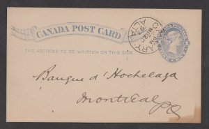 1893 Calgary, Alta c.d.s. on a postal card with a printed Imperial Bank of Canad