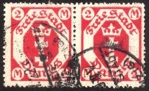 1922, Danzig, 2Mk, Used pair, Sc 85, Mi 96