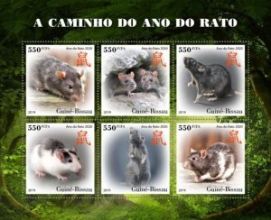 Guinea-Bissau - 2019 Year of the Rat 2020 - 6 Stamp Sheet - GB191002a