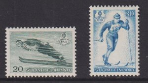 Finland    #354-355   MH  1958  skiing