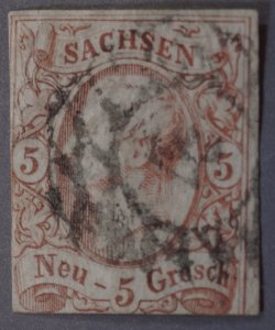 German States Saxony #13 Used Circular Braided Cancel FN