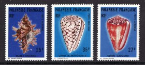 1977 French Polynesia Sc# C138-40 Wonderful set of Sea Shells  MNH Cv$13.50