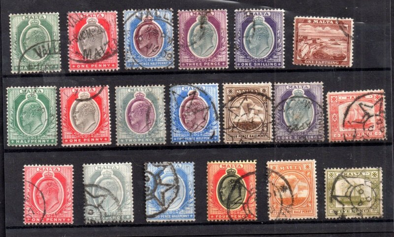 Malta KEVII 1903-1907 fine used collection x 19V WS20984