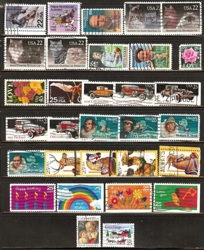 U.S. Used Commemoratives All From 1988 - 31 Stamps