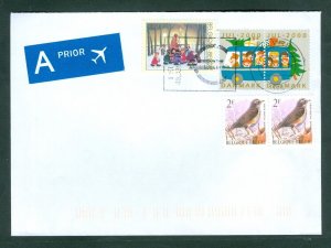 Belgium. Denmark. Cover 2000. Belg. 2xF. Bird + Xmas + 2 Denmark Christmas Seal.