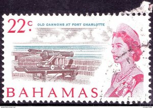 BAHAMAS 1967 QEII 22c Brown, New-Blue & Rose-Red SG305 Used