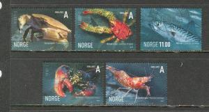 NORWAY Sc# 1510 - 1514 USED FVF Set of 5 Marine Life