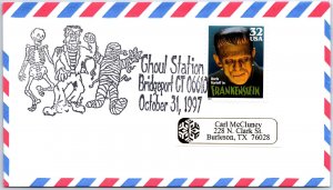 US SPECIAL EVENT COVER POSTMARK GHOSTS AND GHOULS STATION AT BRIDGEPORT CT 1997