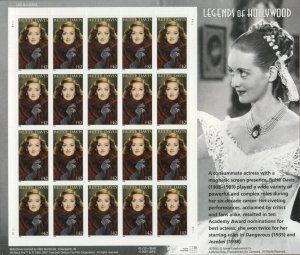 US: 2008 BETTE DAVIS - LEGENDS OF HOLLYWOOD; Sheet Sc 4350; 42 Cents Values