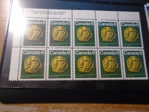 Canada  #   531  UL     Plate Block  of 10