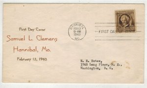 1940 FAMOUS AMERICANS 863 AUTHOR SAMUEL CLEMENS HANNIBAL MISSOURI BY NIX