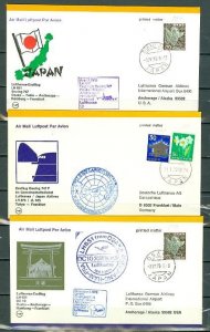 JAPAN  AIRMAIL  LOT of (3)  FIRST FLIGHT COVERS ...CACHETS...#382, 754 , 882A