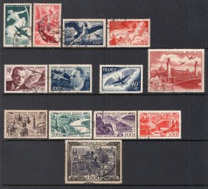 France Airmails 1946-1950 Better Group 13 Stamps VF Used CV$70