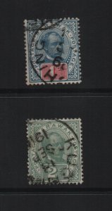 Sarawak 1899-1901 SG36 & SG37 'Postage' both used