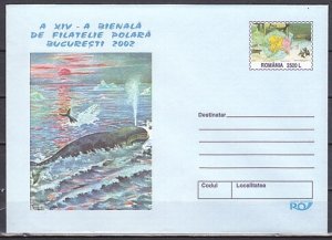 Romania, 2002 issue. Whale Cachet on a Postal Envelope.