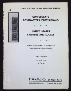 Harmers of NY 2352-Confederate Postmasters Provisionals-Carriers and Locals-1976