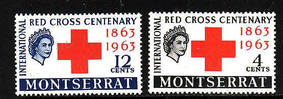Montserrat-Sc#151-2-unused hinged set-Red Cross-Omnibus-1963-