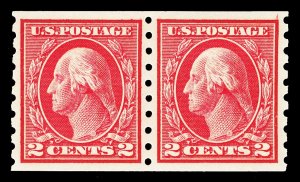 Scott 413 2c Washington Coil Pair Mint VF OG HR Cat $125