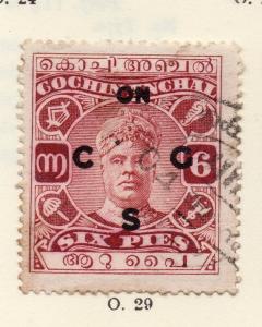 Cochin 1919-33 Early Issue Fine Used 6p. Optd 268175