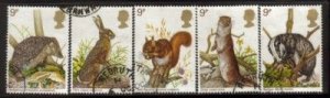 Great Britain Sc 816-820 1977 Wildlife Protection stamp set used