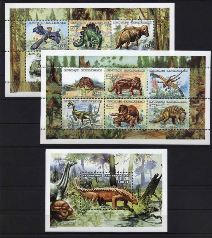 Central Africa Prehistoric Animals Mi#2247-58 Bl#624 MNH