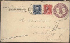 USA 1896 Colorado Springs Upfranked Columbian Cover Hamburg Germany 111640