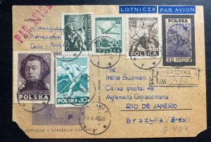 1948 Warsaw Poland Auschwitz Memorial Postcard Cover To Rio De Janeiro Brazil