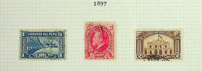 PERU Sc 154-56 USED ISSUE OF 1897 - POST OFFICE - LOT2