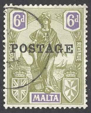 Malta Sc# 124 Used 1926 6p Overprint