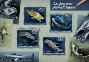 CENTRAFRICAINE 2014 SHEET PREHISTORIC FISHES