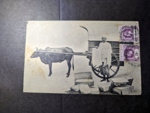 1919 Censored British Ceylon RPPC Postcard Cover Colombo to Reus Spain