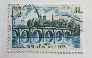 France 1978 Scott 1599 used - 0.80fr, Pont-Neuf bridge, Paris