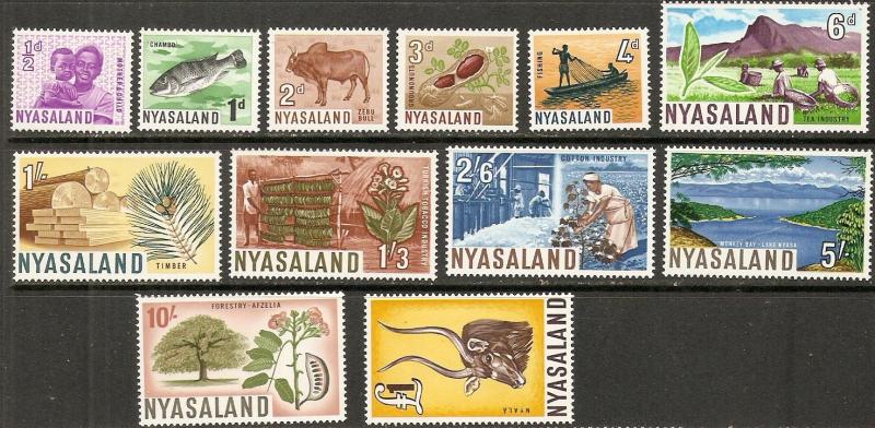 1964 Nyasaland Scott 123-134 Definitives MNH