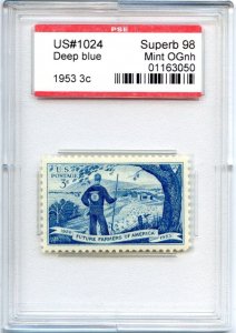 US SCOTT #1024 MINT-SUPERB-OG-NH GRADED 98 PSE ENCAPSULATED SMQ $85 (7/31/24 GP)