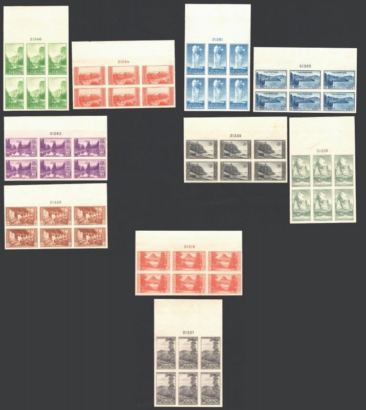 MOMEN: US #756-765 IMPERF SET PLATE BLOCK OF 6 MINT OG NH SCARCE XF LOT #92141*