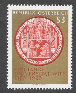 Austria Scott 743 MNHOG - 1965 600th of University of Vienna Issue