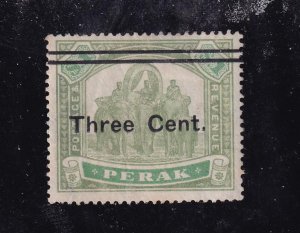 MALAYA PERAK # 67 VF-MH 3cts SURCHARGED ELEPHANTS AND HOWDAN CAT VALUE $78