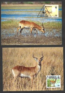 BOTSWANA  WWF FIRST DAY MAXI CARDS   Red Lechwe  1988