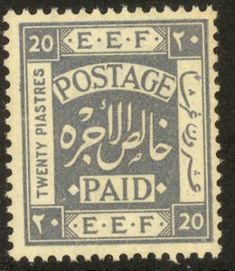 PALESTINE 1918 20pi Gray EEF Issue Sc 14 MH