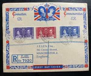 1937 Castries St Lucia First Day Souvenir cover King George VI Coronation KGVI