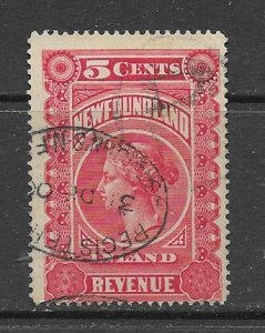 Newfoundland NFR 1 registered cancel,  f- vf