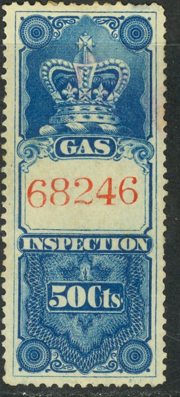 CANADA 1875 50c GAS INSPECTION REVENUE VDM. FG10 F-VF USED