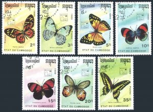 Cambodia 997-1003,1004,CTO.Mi 1075-1082 Bl.170. BRASILIANA-1989, Butterflies.