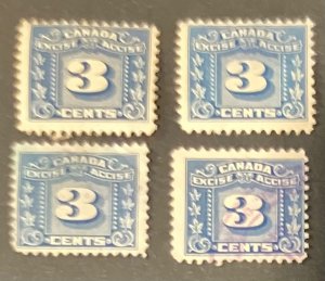 Canada Excise stamp FX96 MLH x2 and used x2